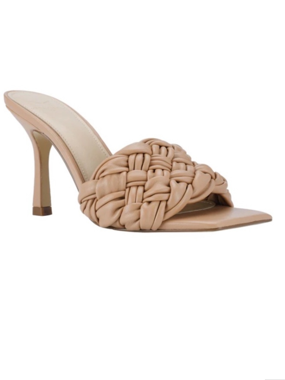 Marc Fisher Nude Braided Square-Toe Heel Mule